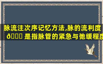 脉流注次序记忆方法,脉的流利度 🐒 是指脉管的紧急与弛缓程度